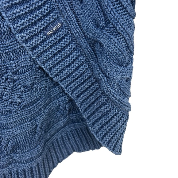 BLUE WILLI'S New Indigo Dyed Duster CARDIGAN SWEATER S Cable Knit Chunky Artsy - Picture 6 of 16